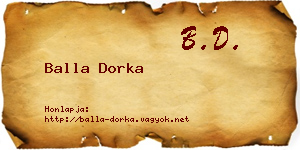 Balla Dorka névjegykártya